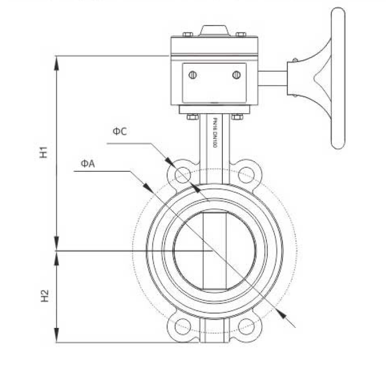 蝸(wo)輪消防(fáng)信号對(dui)夾蝶閥(fa)(圖1)